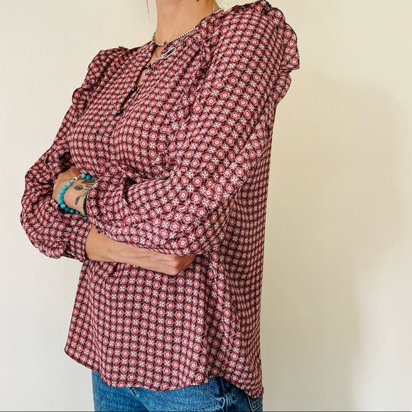 Loft petites Blouse top with Ruffled Sleeves printed - Picture 3 of 8